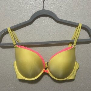 Victoria's Secret Yellow and Pink Push Up Bra Size 34 D